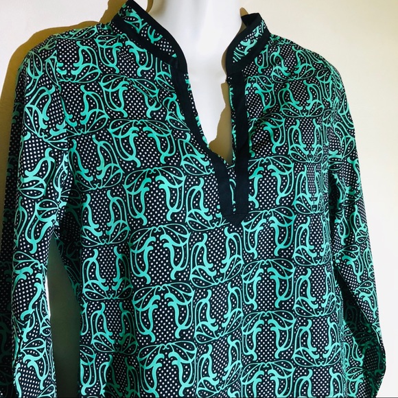Boutique-Tracy Negoshian black/green/white tunic - Picture 4 of 8